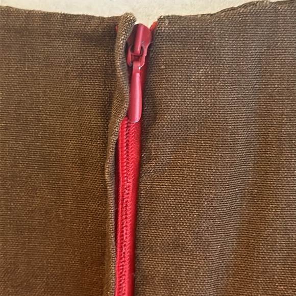 VINTAGE Red and Brown Clouds and Trees Dress, Size 40 (L) - Picture 6 of 7